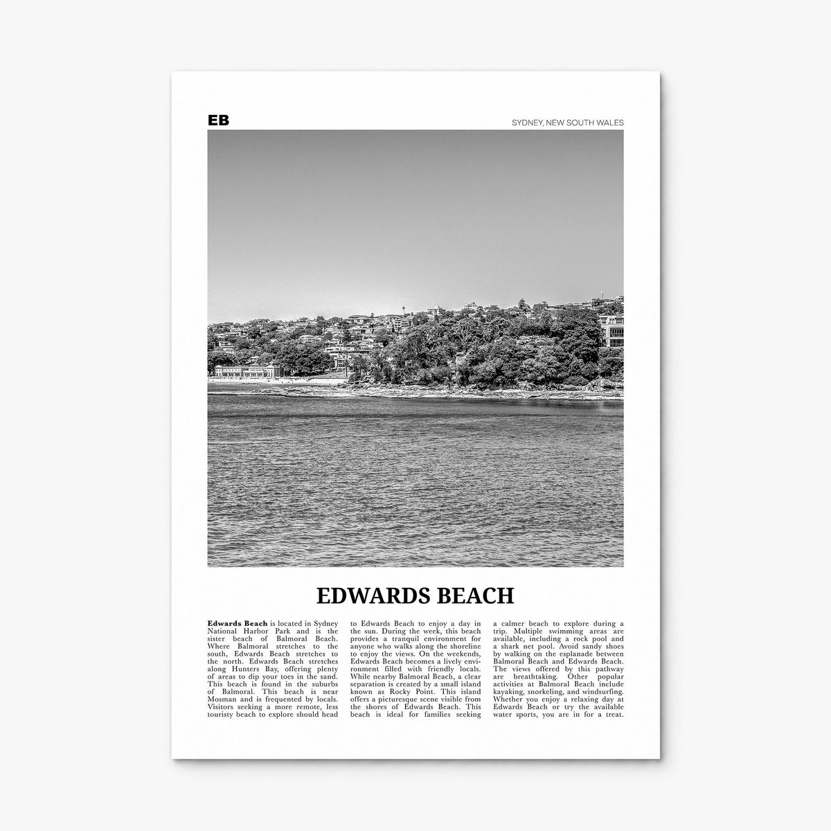 Edwards Beach Newspaper Poster, print only (unframed)
