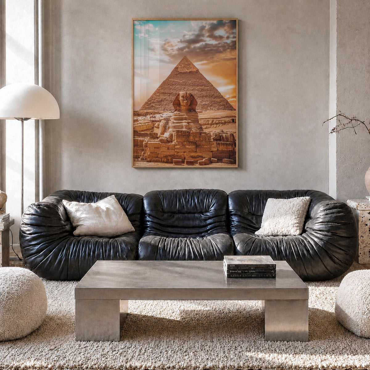 Egypt colorful photo poster of Africa – vertical wall art in natural wood frame, hanging on wall