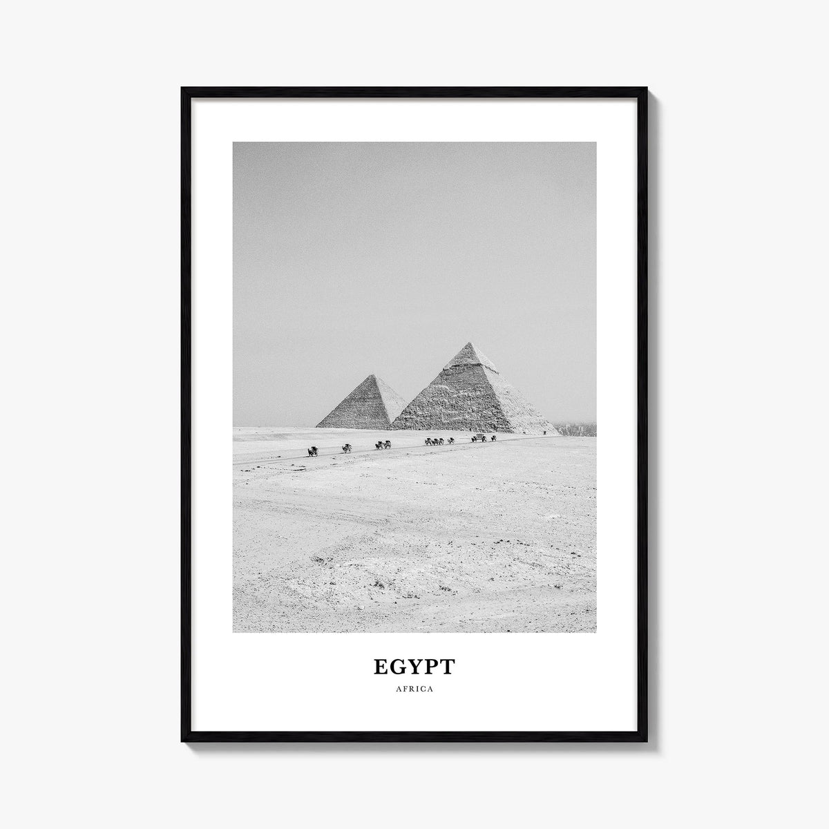 Egypt no. 3 black & white classic poster of Africa – vertical wall art, unframed print shown in interior mockup