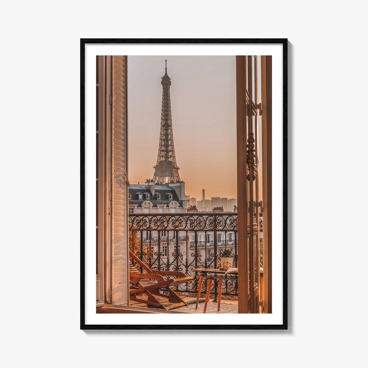 Eiffel Tower no. 2 colorful photo poster of France – vertical wall art, unframed print shown in interior mockup
