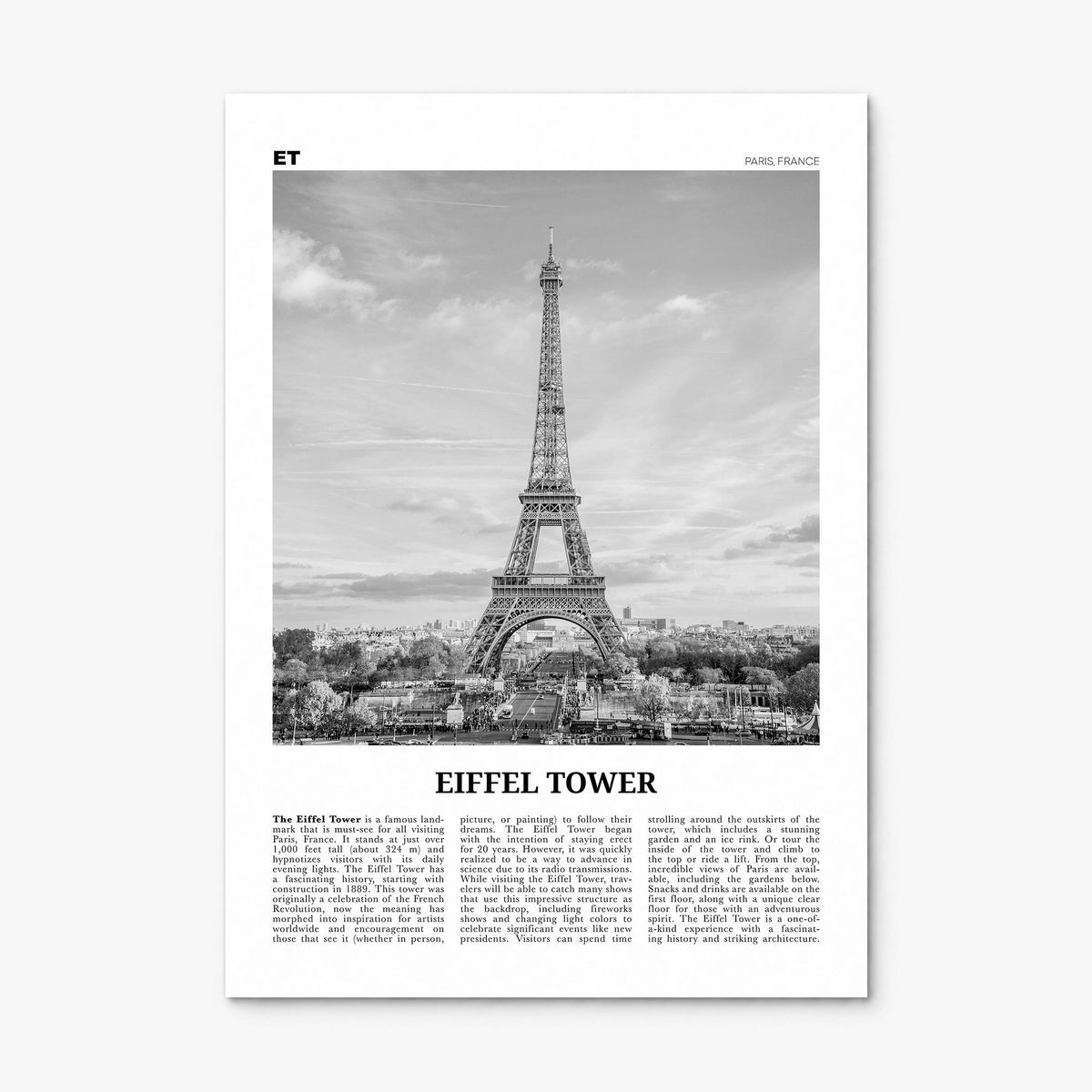 Eiffel Tower Newspaper Poster, print only (unframed)