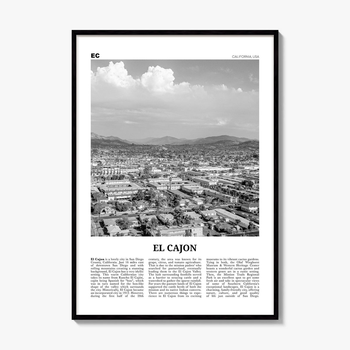 El Cajon Newspaper Poster, framed poster mockup