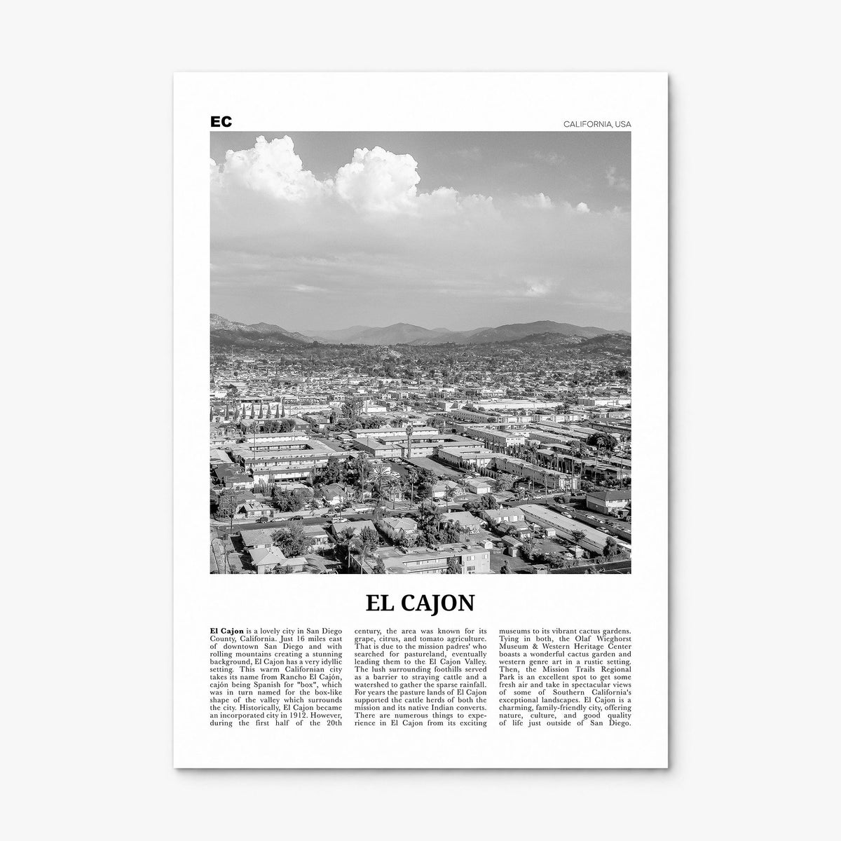 El Cajon Newspaper Poster, print only (unframed)