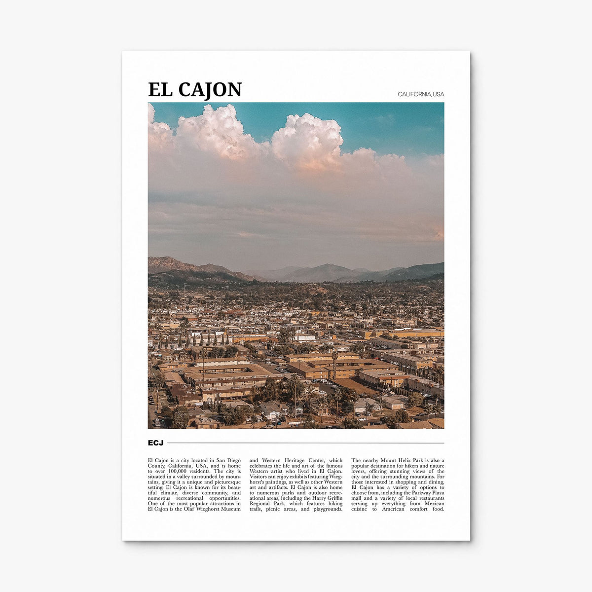 El Cajon Travel Poster, print only (unframed)
