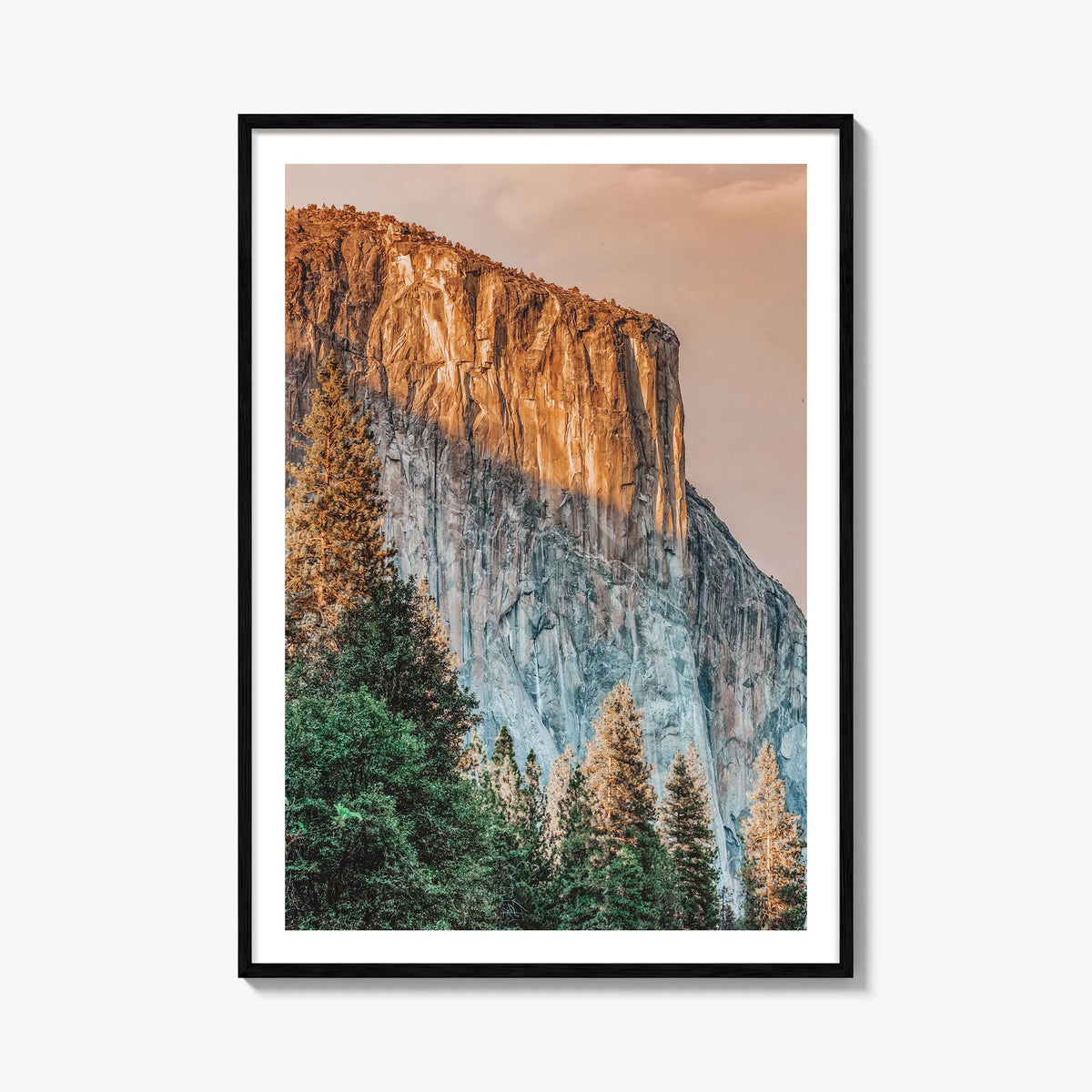 El Capitan colorful photo poster of Yosemite, California – vertical wall art, unframed print shown in interior mockup