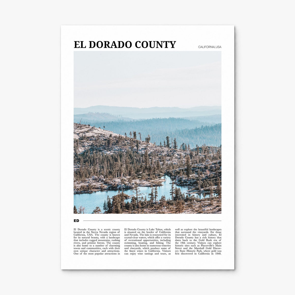 El Dorado County Travel Poster, print only (unframed)