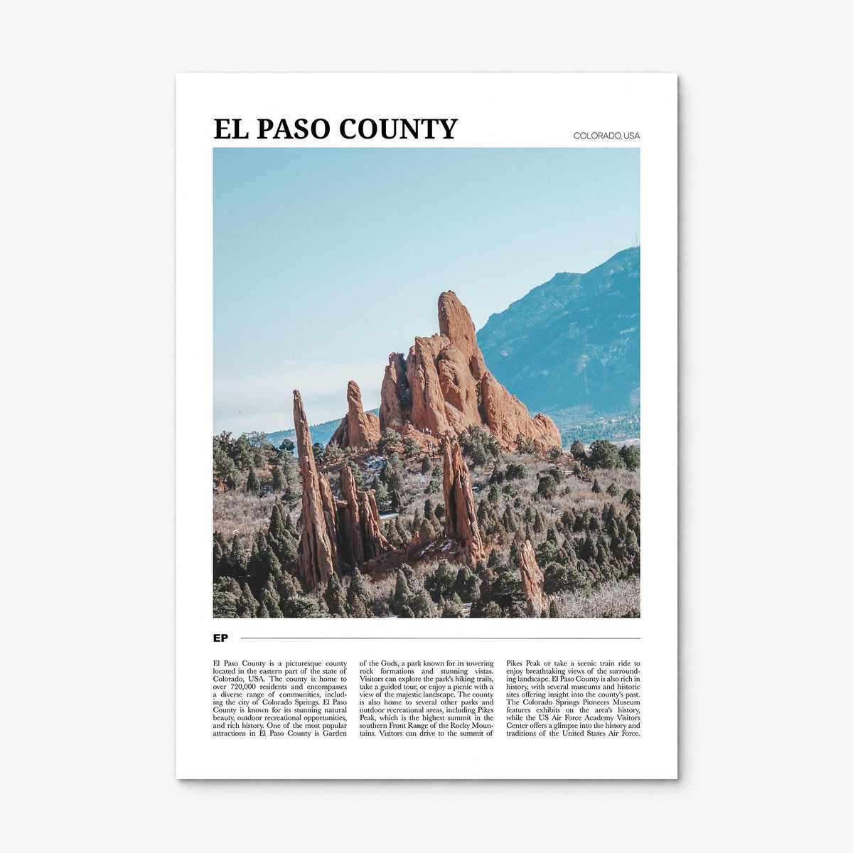 El Paso County Travel Poster, print only (unframed)