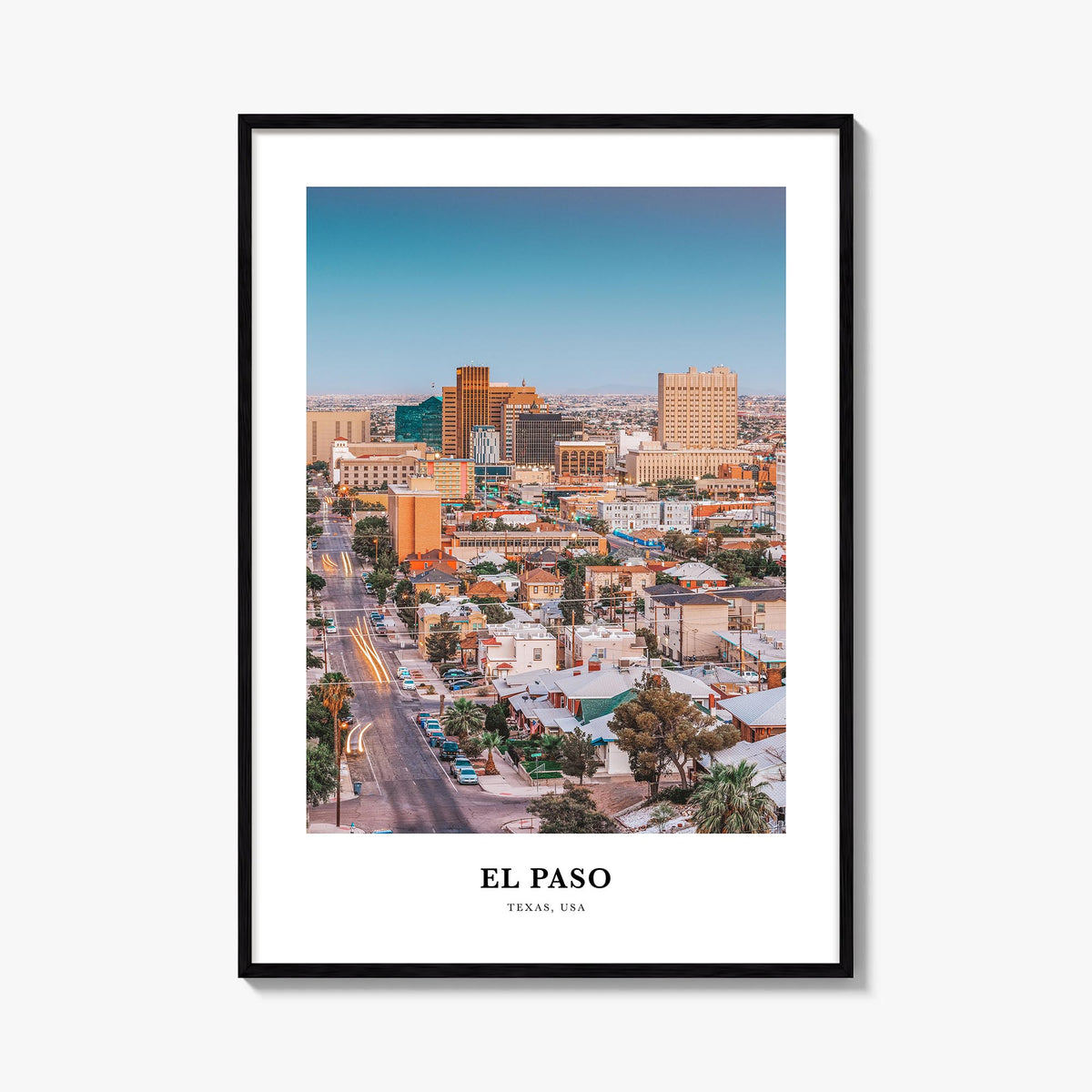 El Paso no. 1 colorful classic poster of Texas, USA – vertical wall art, unframed print shown in interior mockup