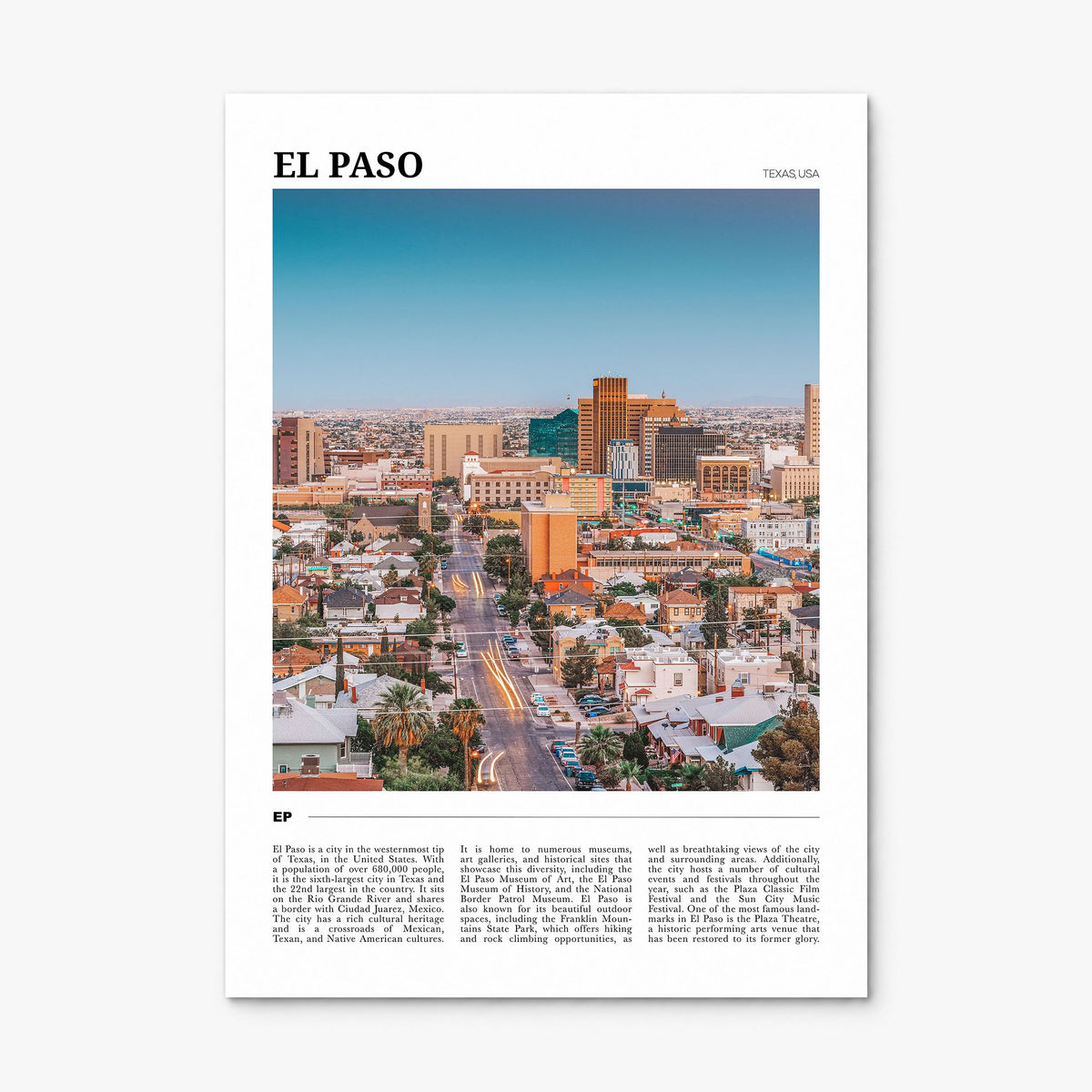 El Paso Travel No 1 Poster, print only (unframed)