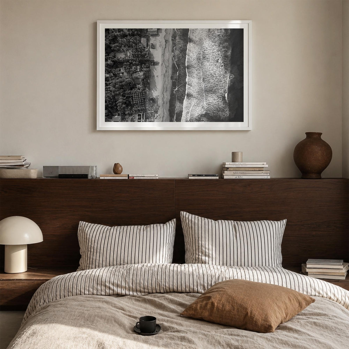 El Salvador black & white photo poster of Central America – horizontal wall art in white wood frame with white border, hangin