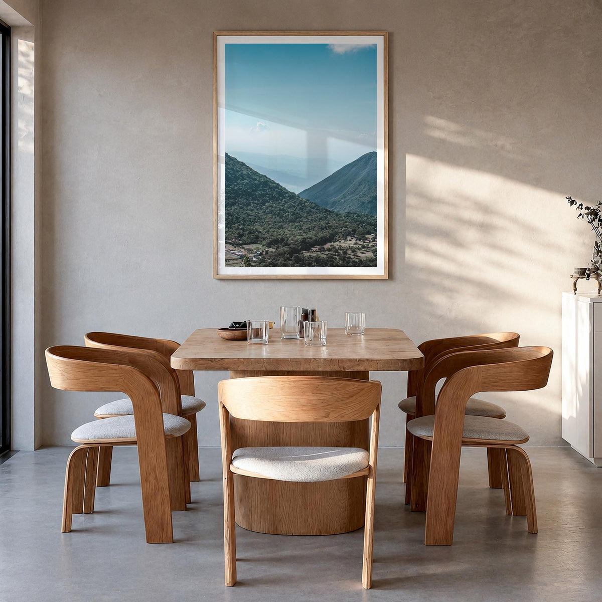 El Salvador no. 2 colorful photo poster of Central America – vertical wall art in natural wood frame with white border, hangi