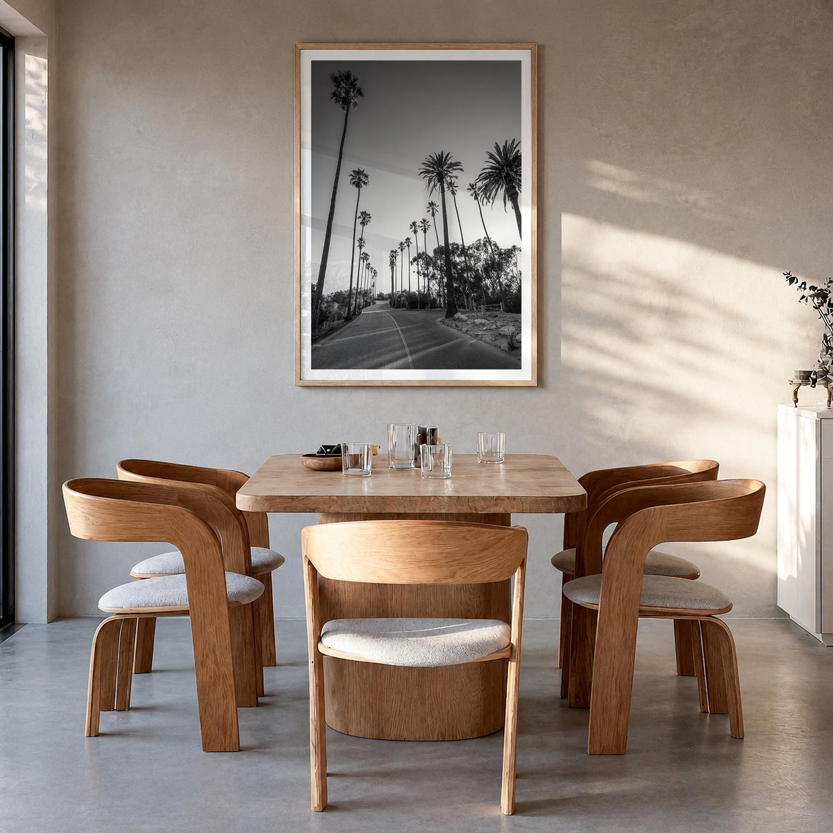 Elysian Park black & white photo poster of California, USA – vertical wall art in natural wood frame with white border, hangi
