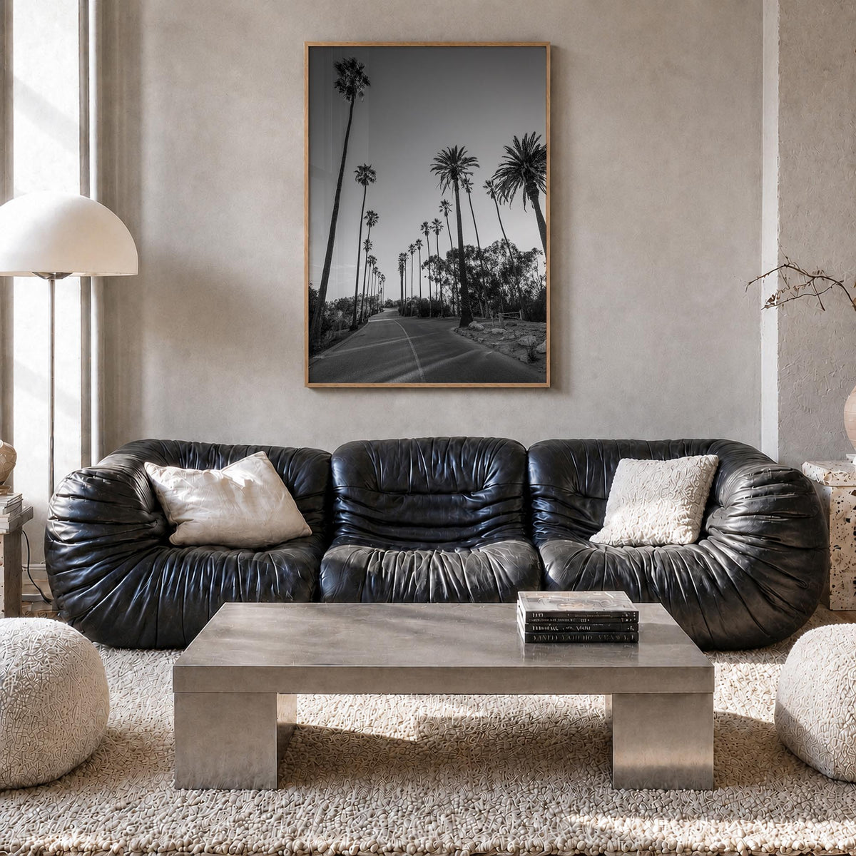 Elysian Park black & white photo poster of California, USA – vertical wall art in natural wood frame, hanging on wall