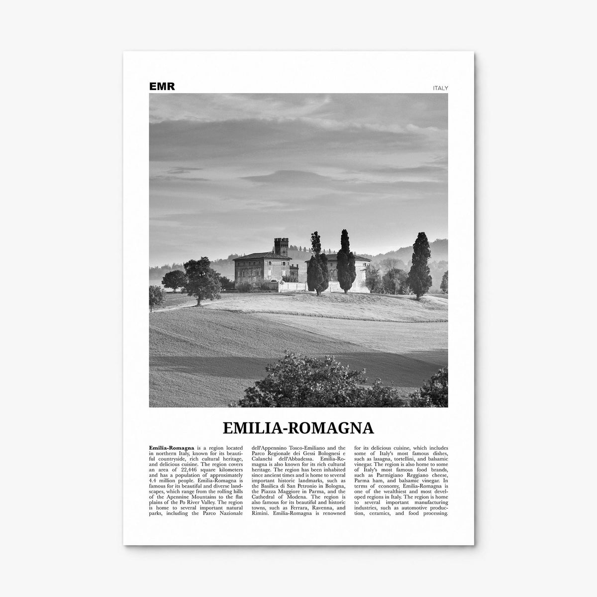 Emilia-Romagna Newspaper Poster, print only (unframed)