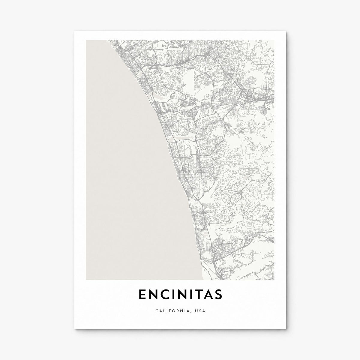 Encinitas Map Poster, print only (unframed)