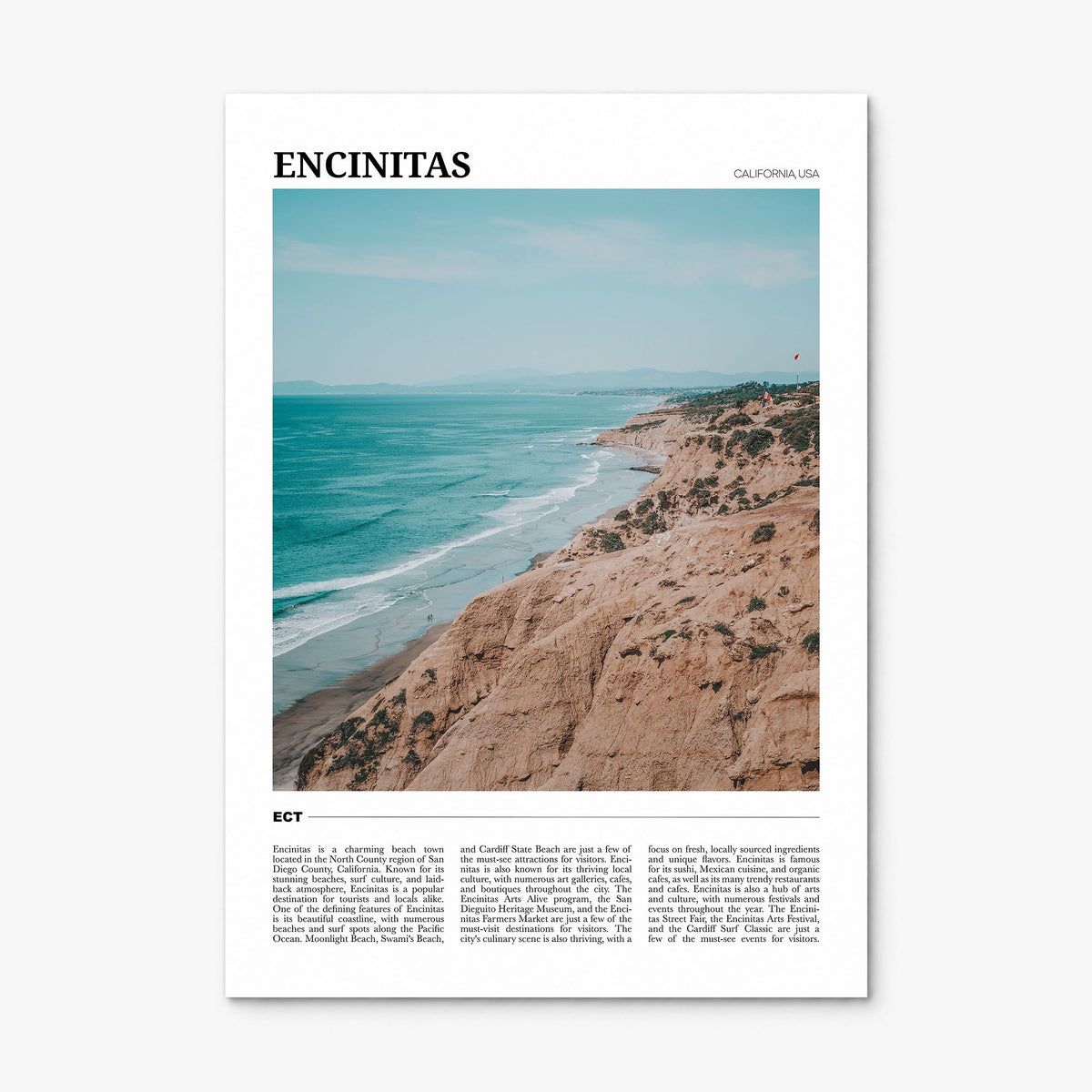 Encinitas Travel Poster, print only (unframed)