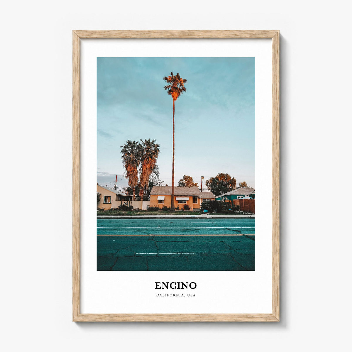Encino Classic Poster in a natural wood frame