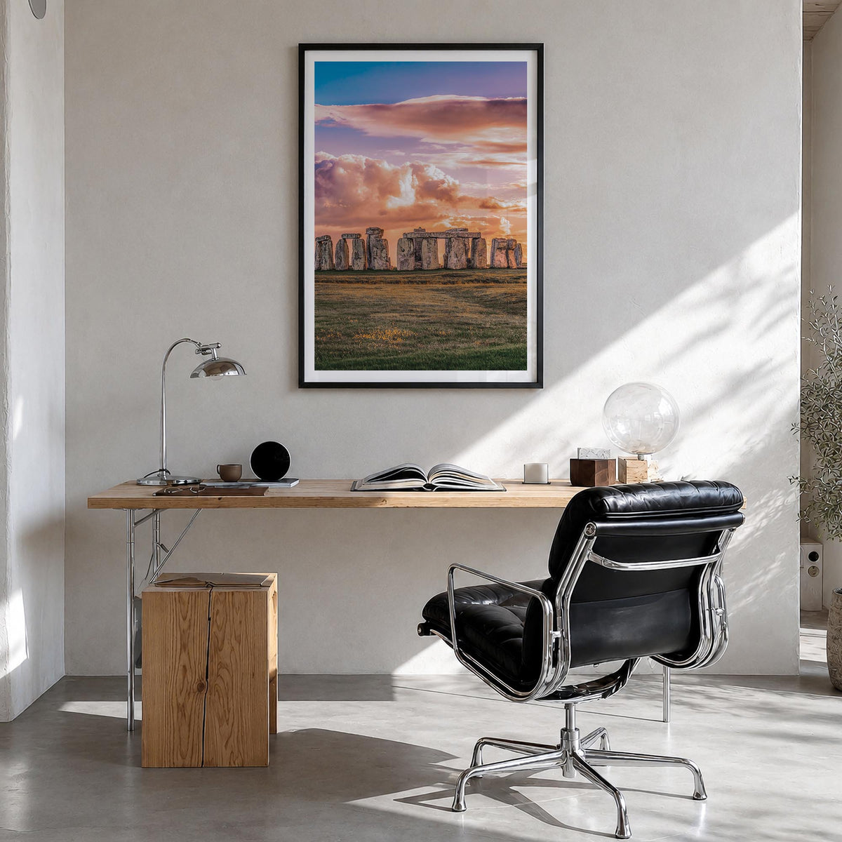 England colorful photo poster of United Kingdom – vertical wall art in black wood frame with white border, hanging on wall