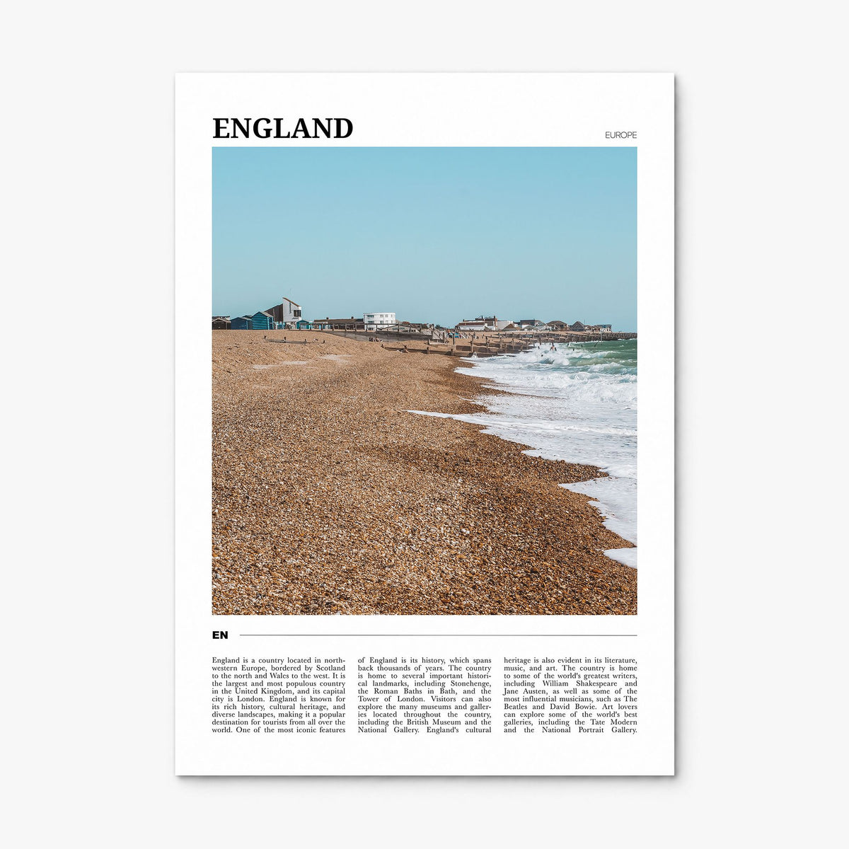 England Travel Poster, print only (unframed)