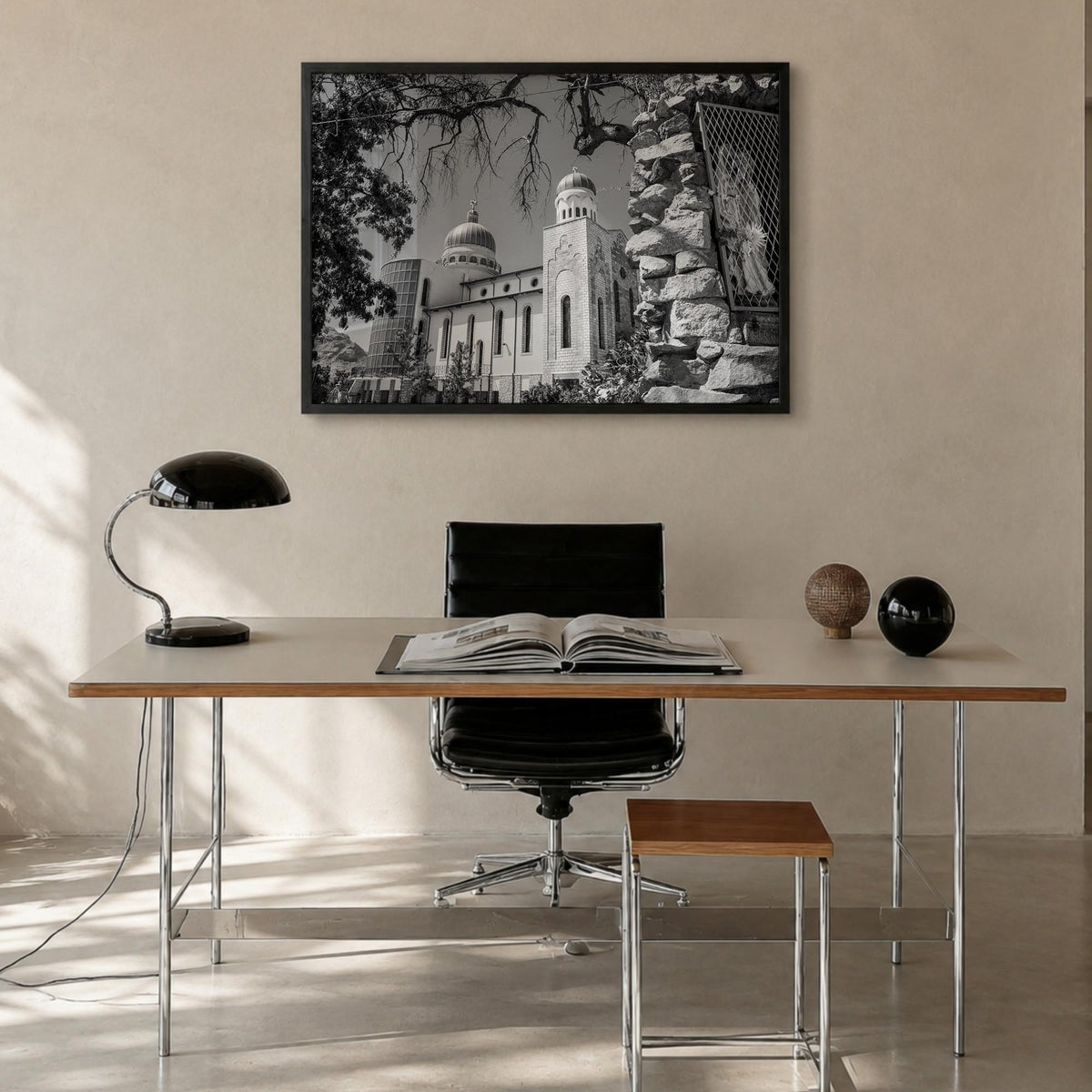 Eritrea black & white photo poster of Africa – horizontal wall art in black wood frame, hanging on wall