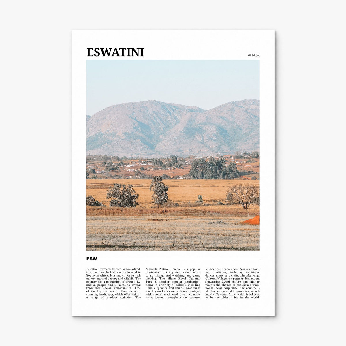 Eswatini Travel Poster, print only (unframed)
