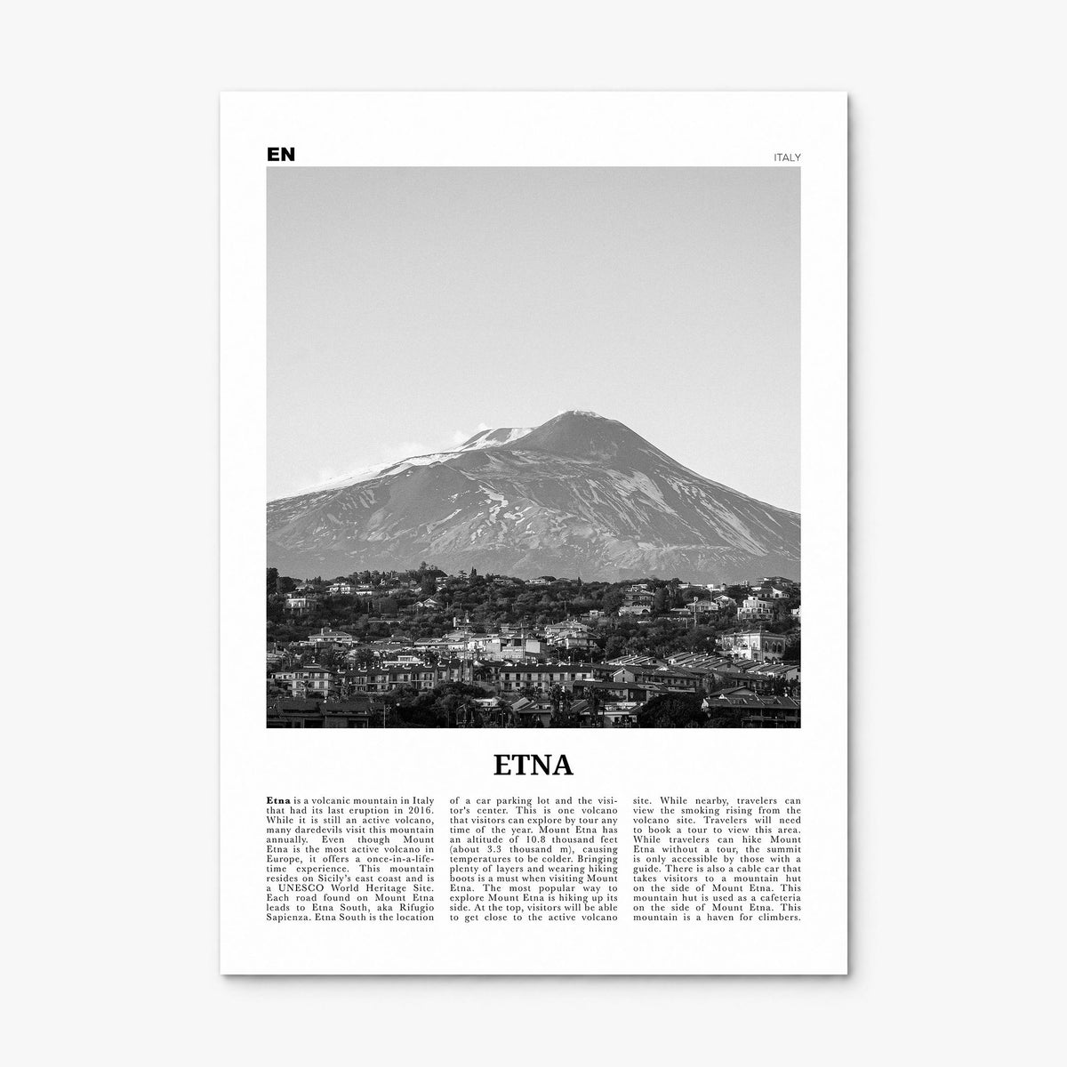 Etna Newspaper Poster, print only (unframed)