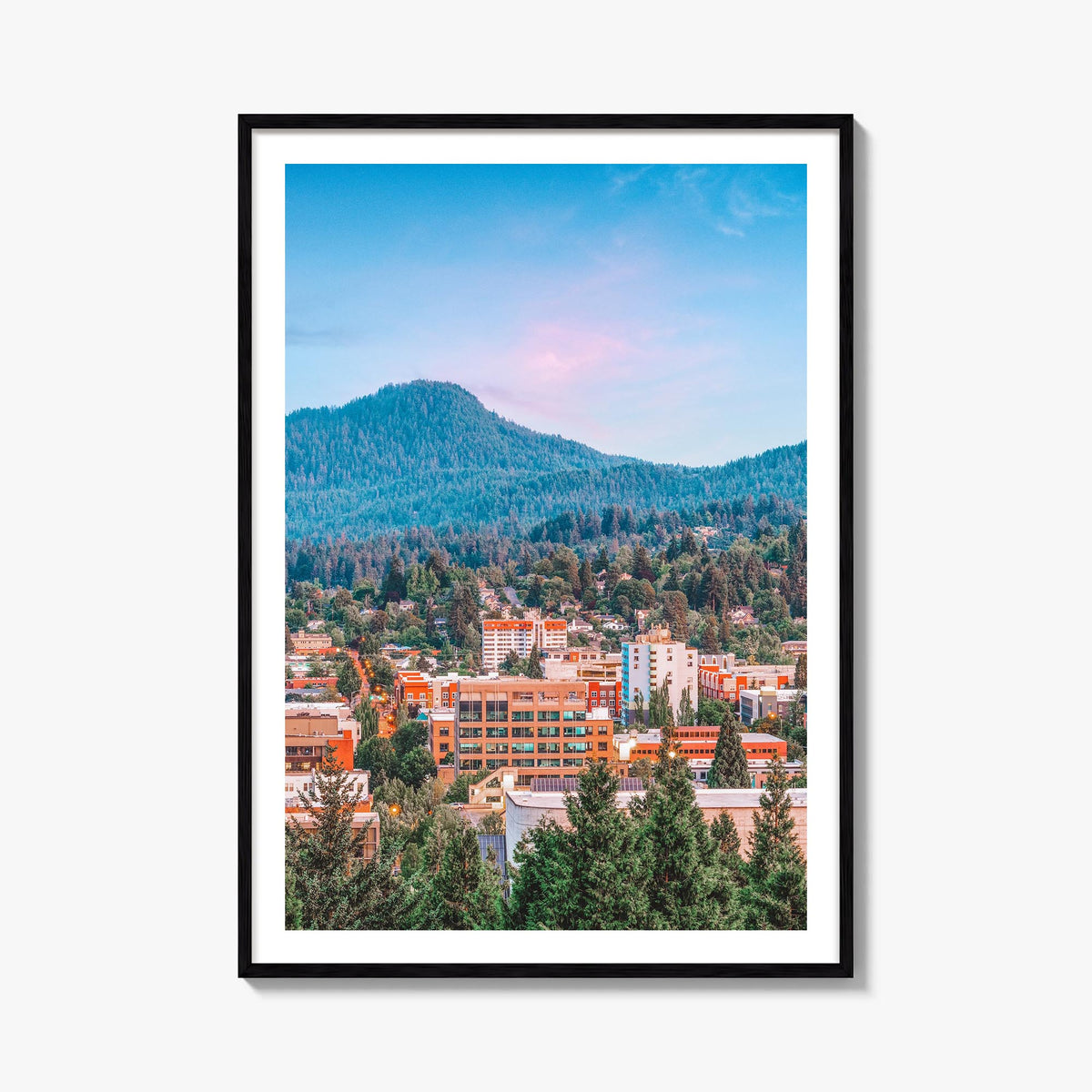 Eugene no. 1 colorful photo poster of Oregon, USA – vertical wall art, unframed print shown in interior mockup
