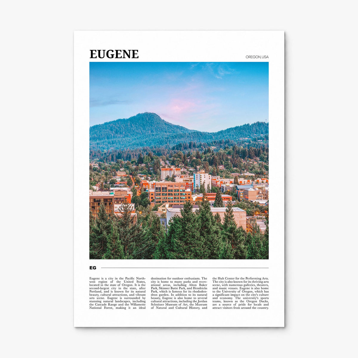 Eugene Travel Poster, print only (unframed)