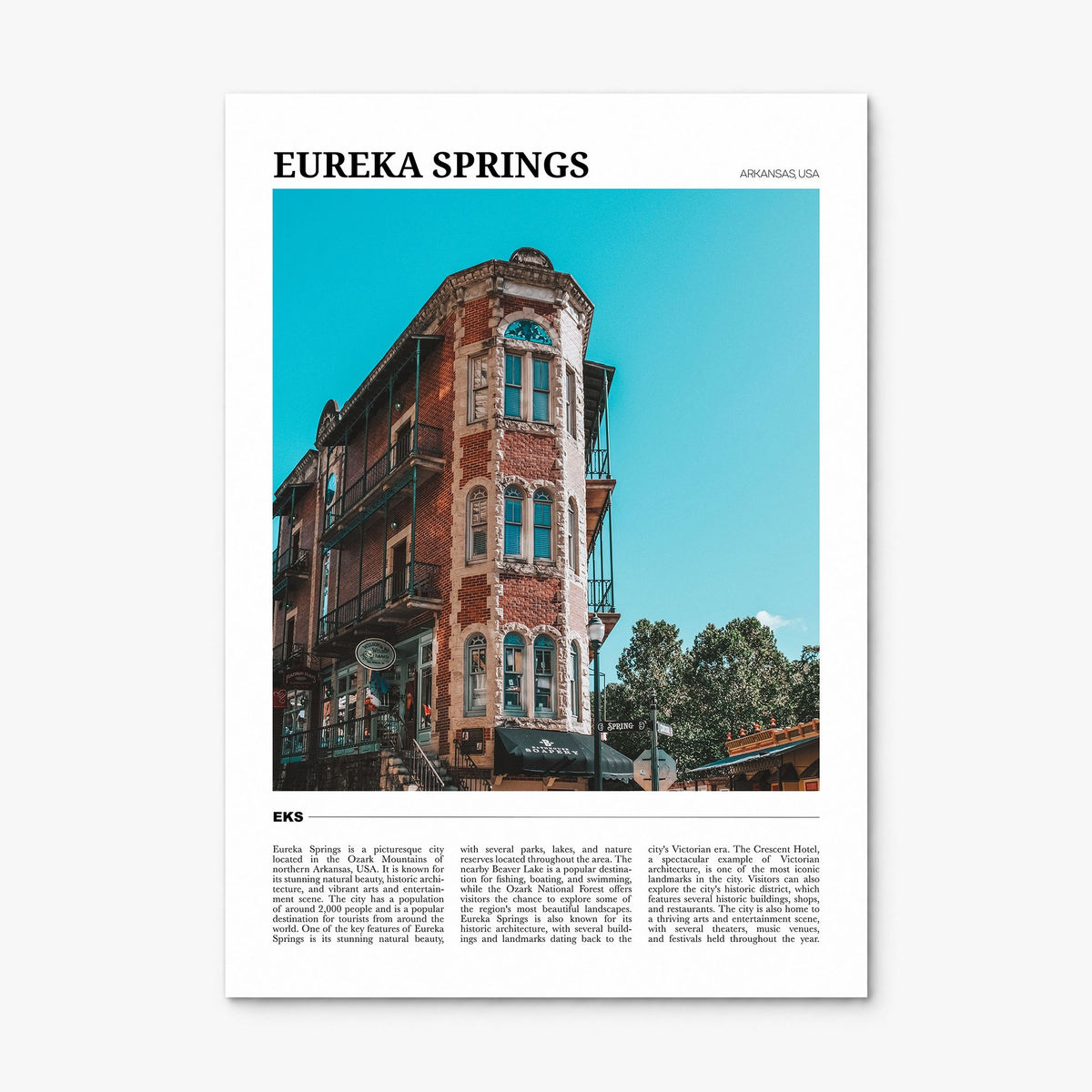 Eureka Springs Travel Poster, print only (unframed)