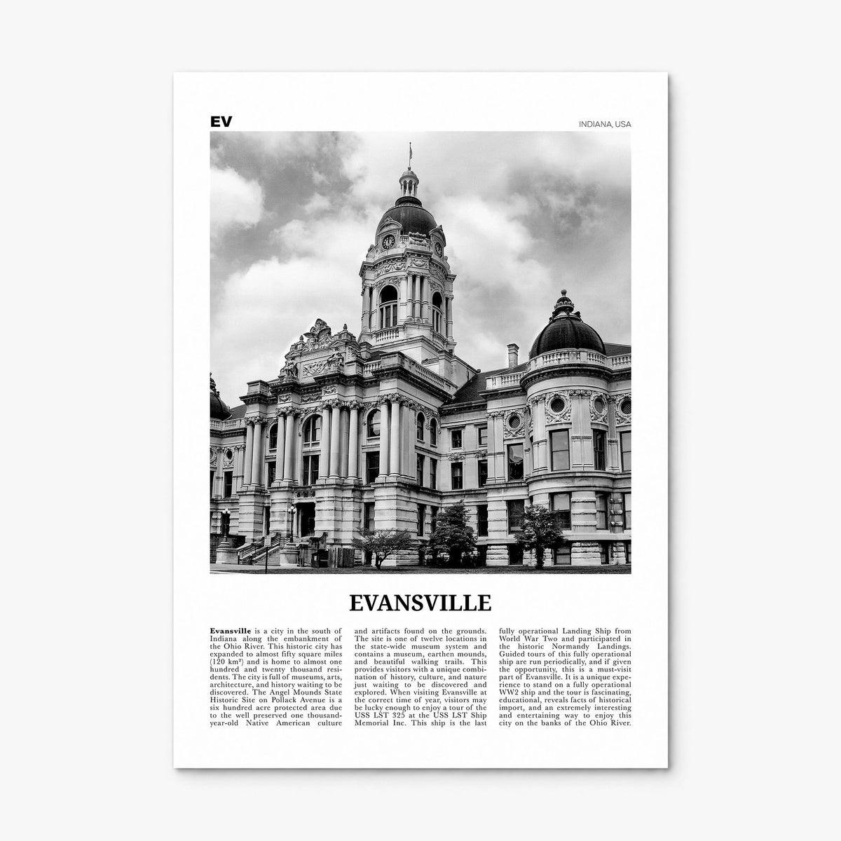 Evansville Newspaper Poster, print only (unframed)