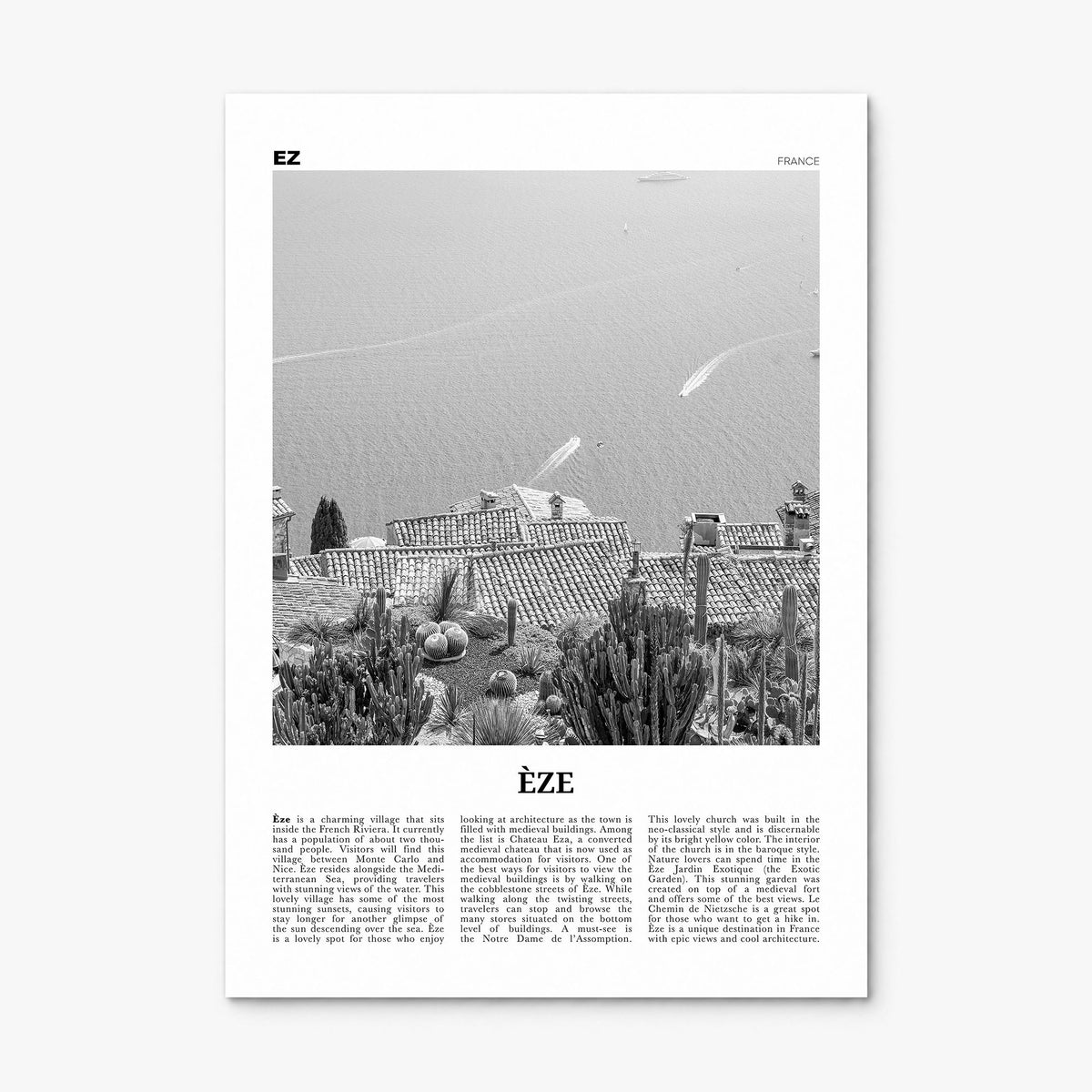 Èze Newspaper Poster, print only (unframed)
