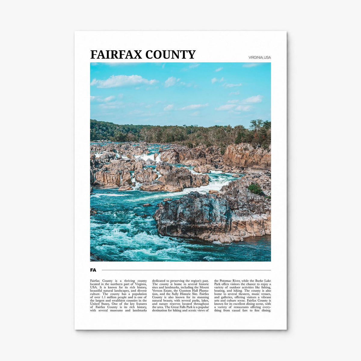 Fairfax County Travel Poster, print only (unframed)