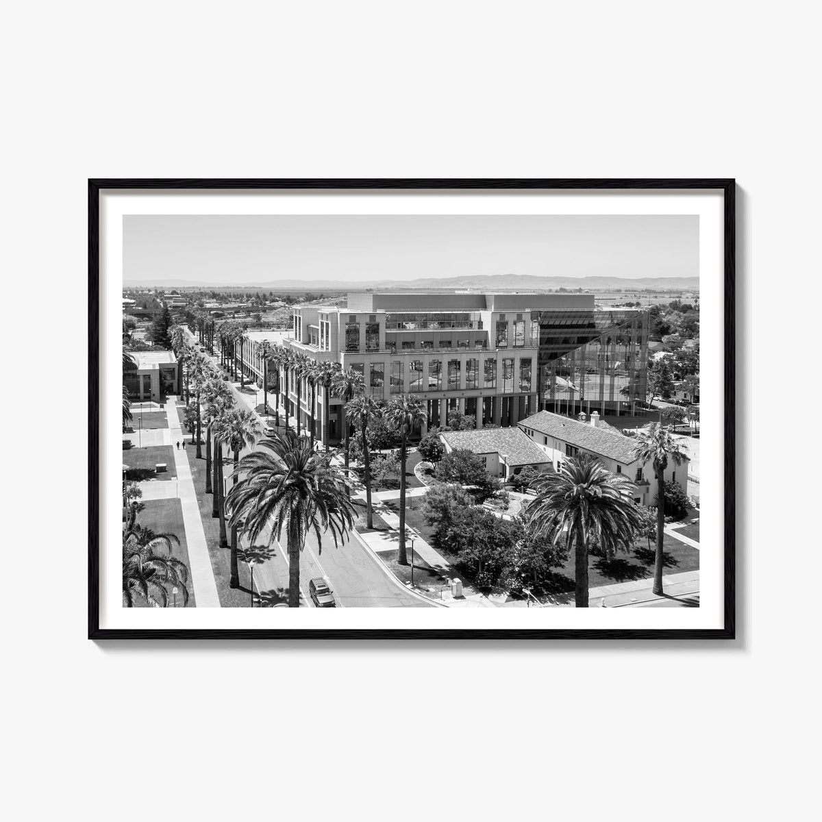 Fairfield black & white photo poster of Connecticut, USA – horizontal wall art, unframed print shown in interior mockup