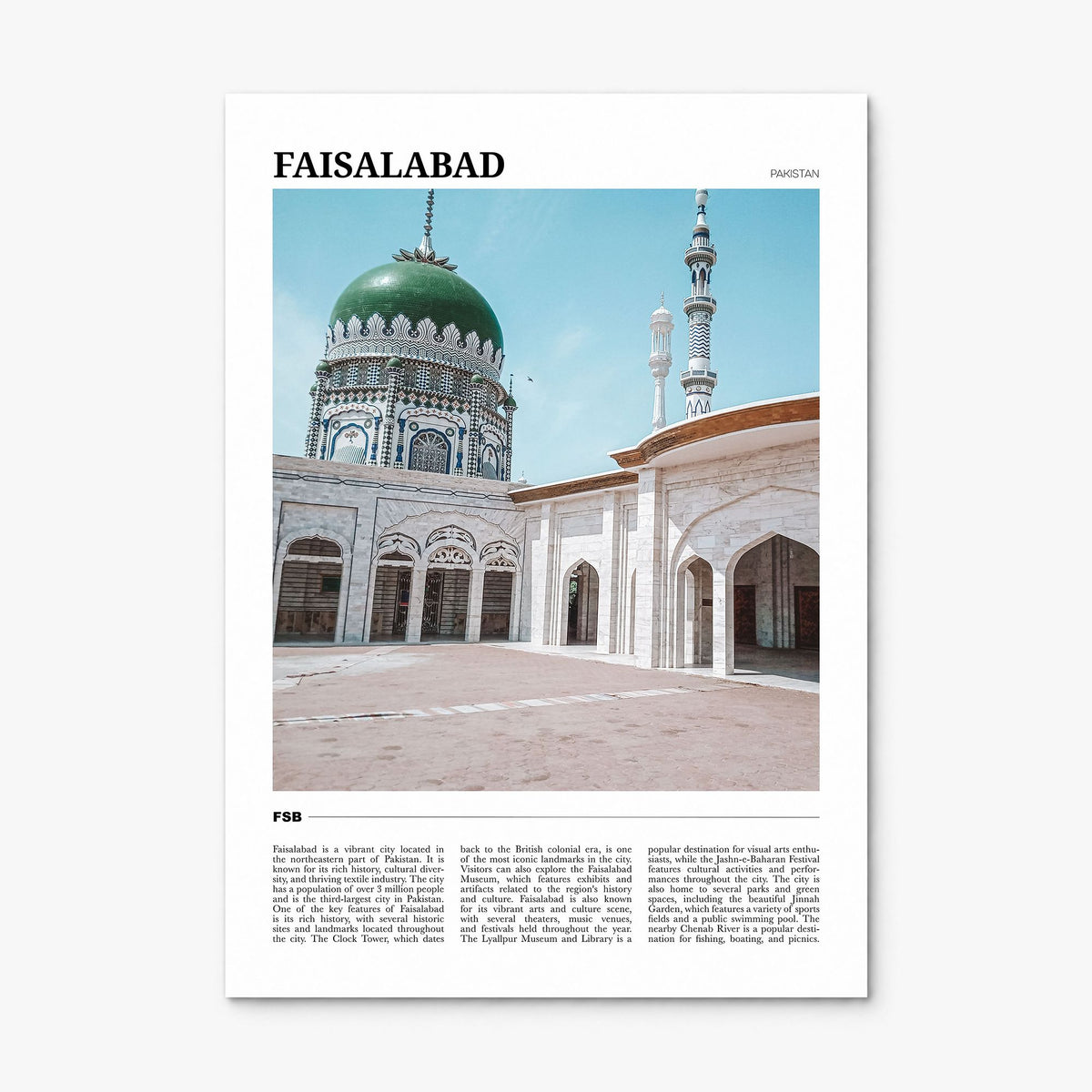 Faisalabad Travel Poster, print only (unframed)