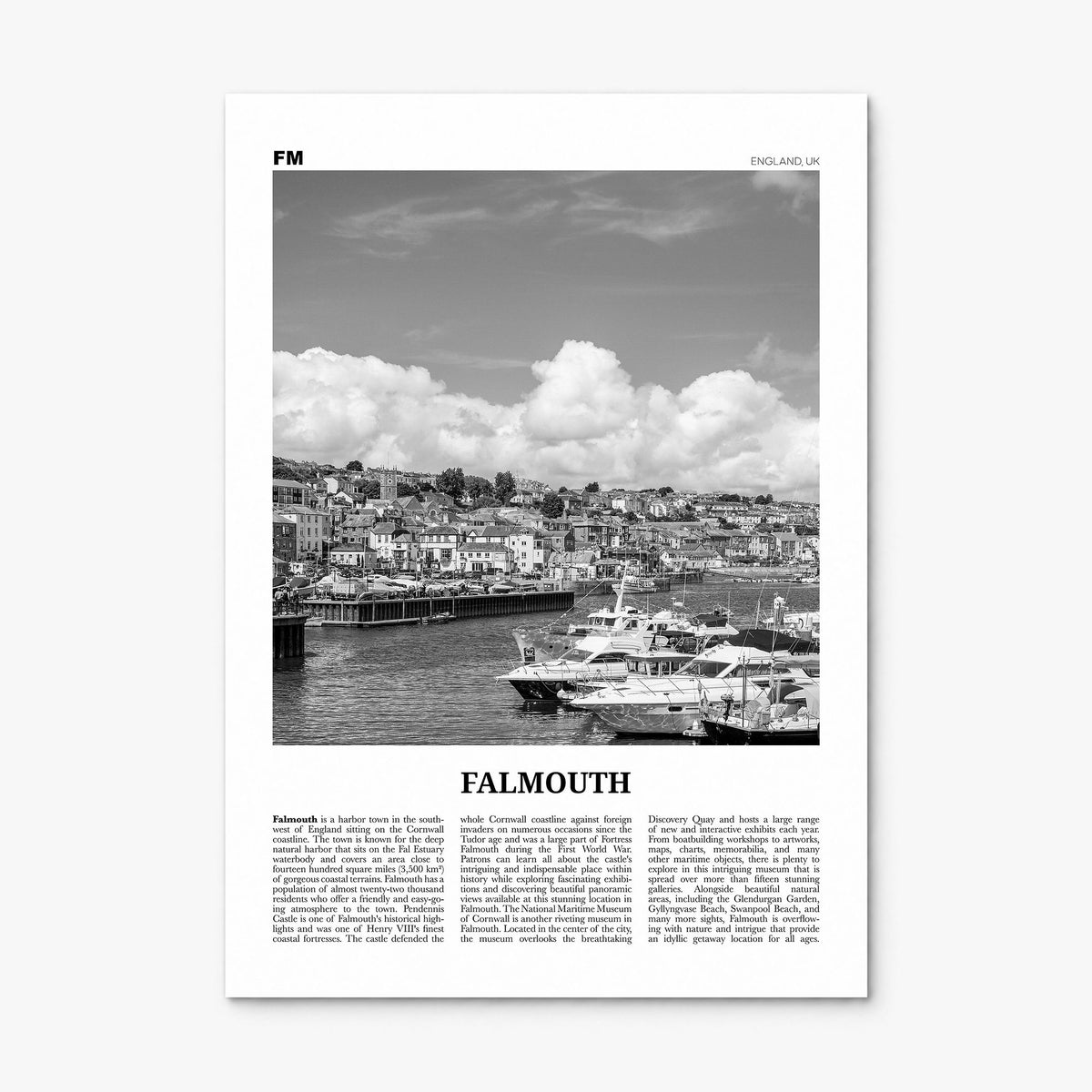 Falmouth, England Newspaper Poster, print only (unframed)