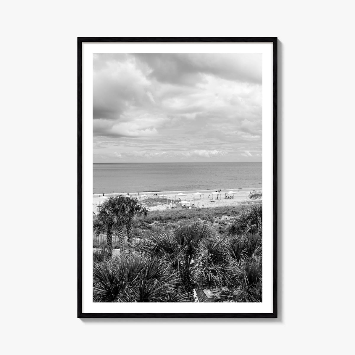 Fernandina Beach black & white photo poster of Florida, USA – vertical wall art, unframed print shown in interior mockup