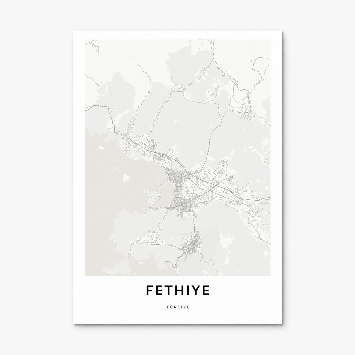 Fethiye Map Poster, print only (unframed)