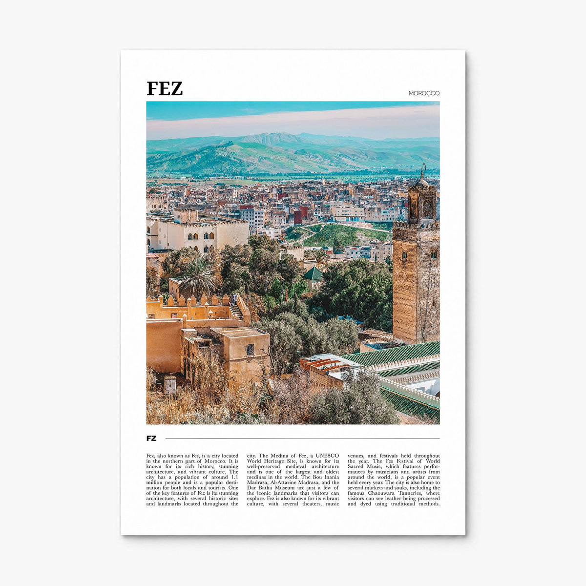 Fez Travel Poster, print only (unframed)