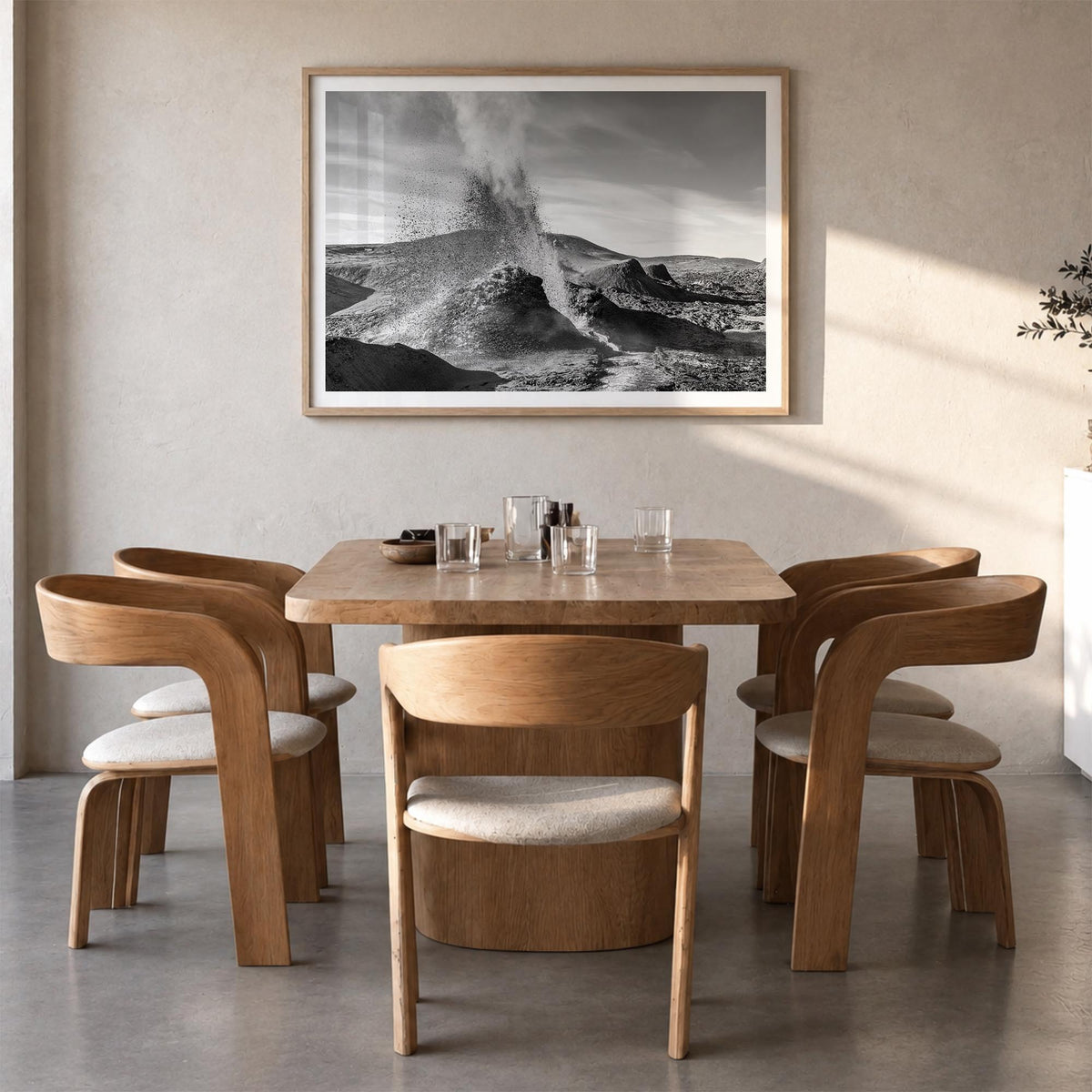 Fire Island black & white photo poster of Long Island, New York – horizontal wall art in natural wood frame with white border