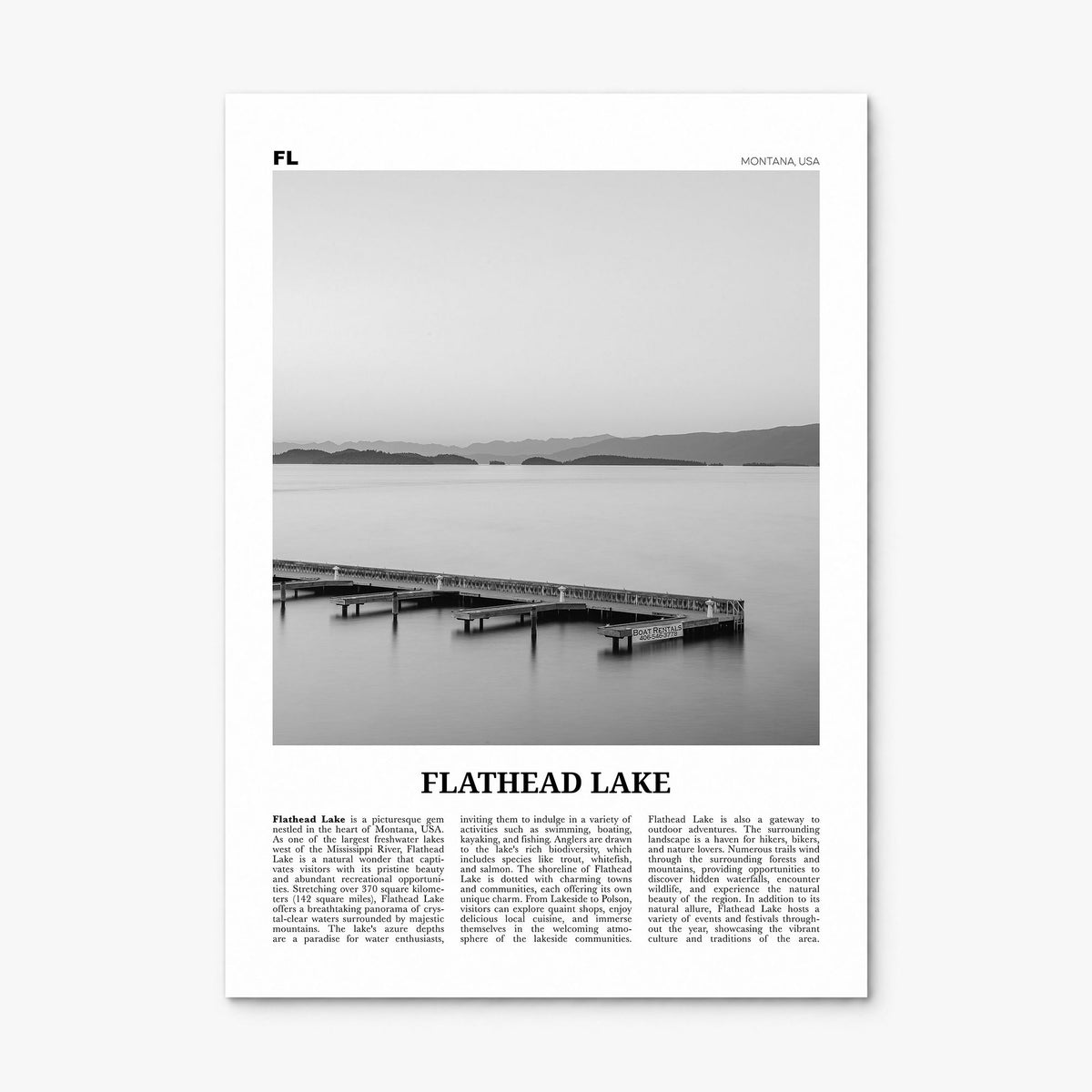 Flathead Lake Newspaper Poster, print only (unframed)