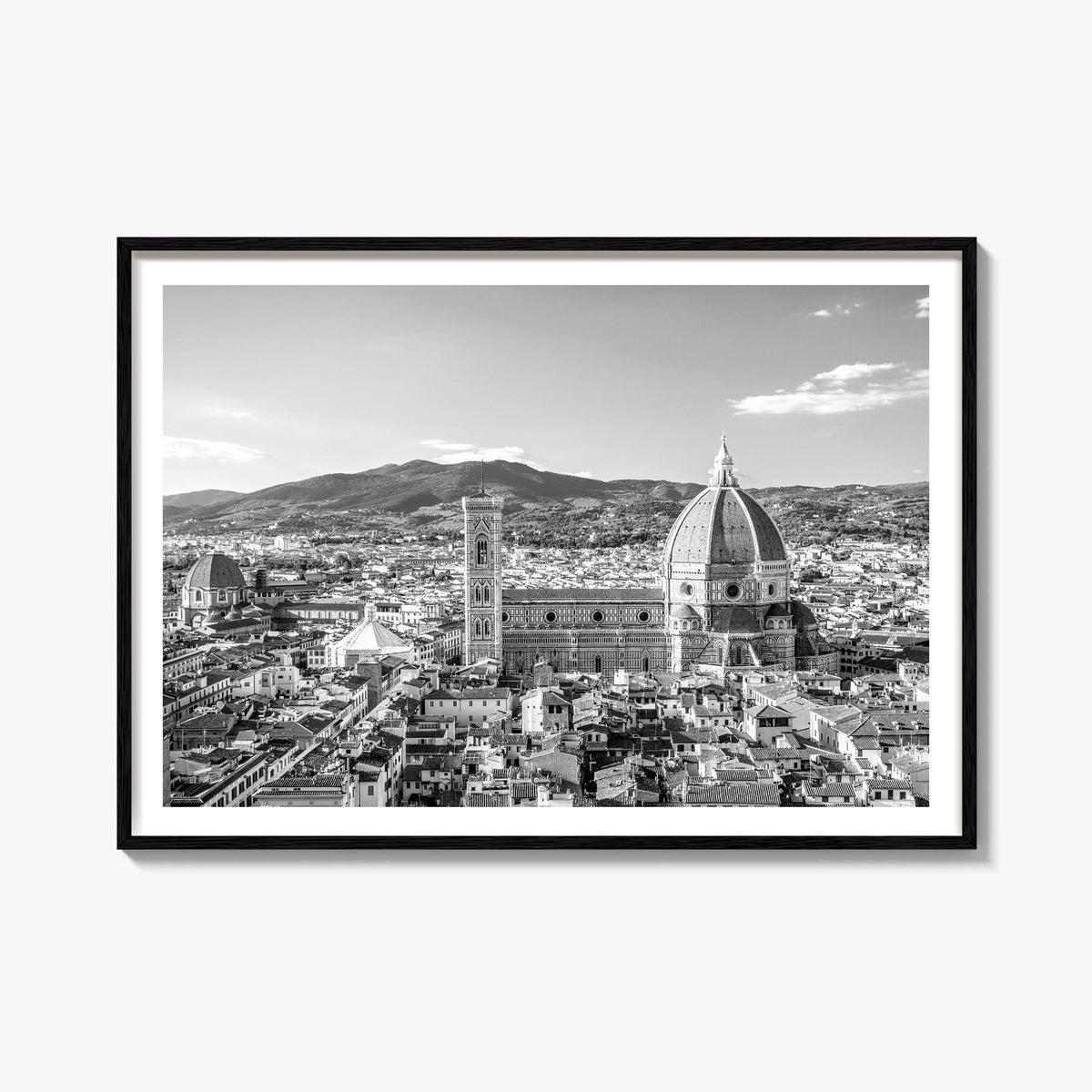 Florence black & white photo poster of Italy – horizontal wall art, unframed print shown in interior mockup