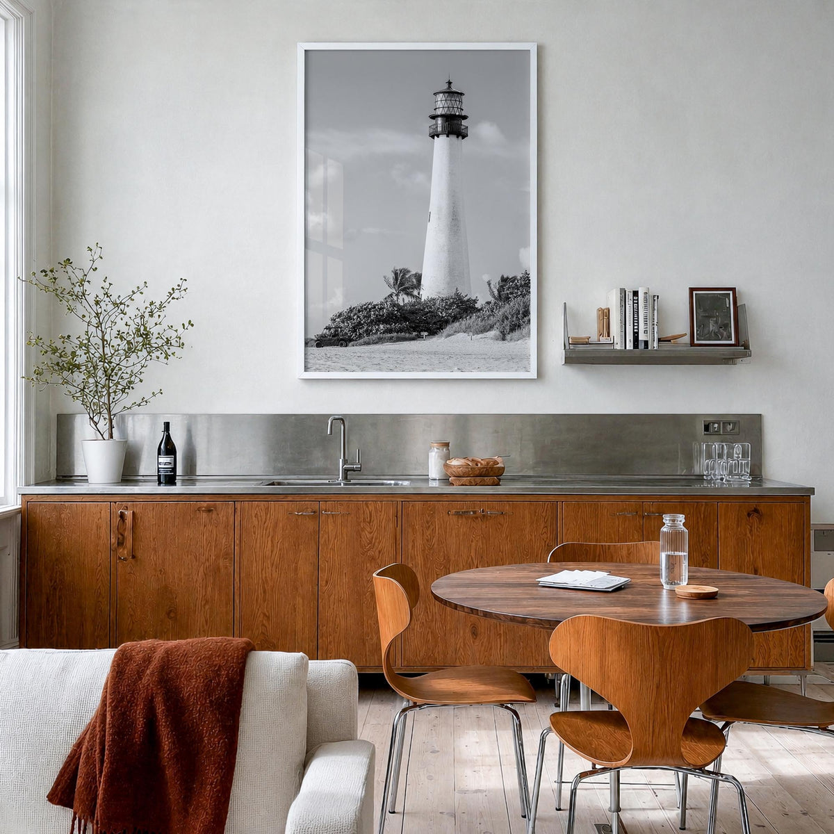 Florida no. 1 black & white photo poster of United States – vertical wall art in white wood frame, hanging on wall