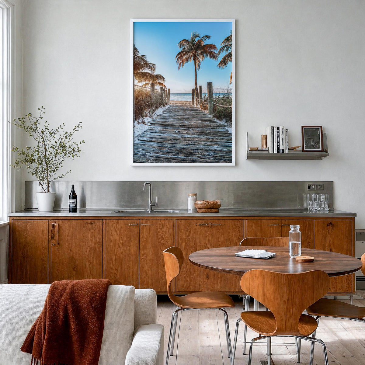 Florida no. 1 colorful photo poster of United States – vertical wall art in white wood frame, hanging on wall
