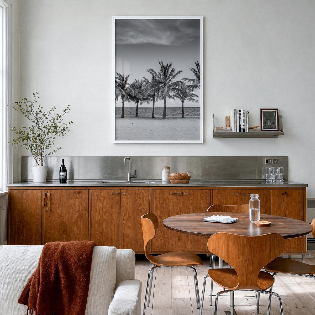Florida no. 2 black & white photo poster of United States – vertical wall art in white wood frame, hanging on wall