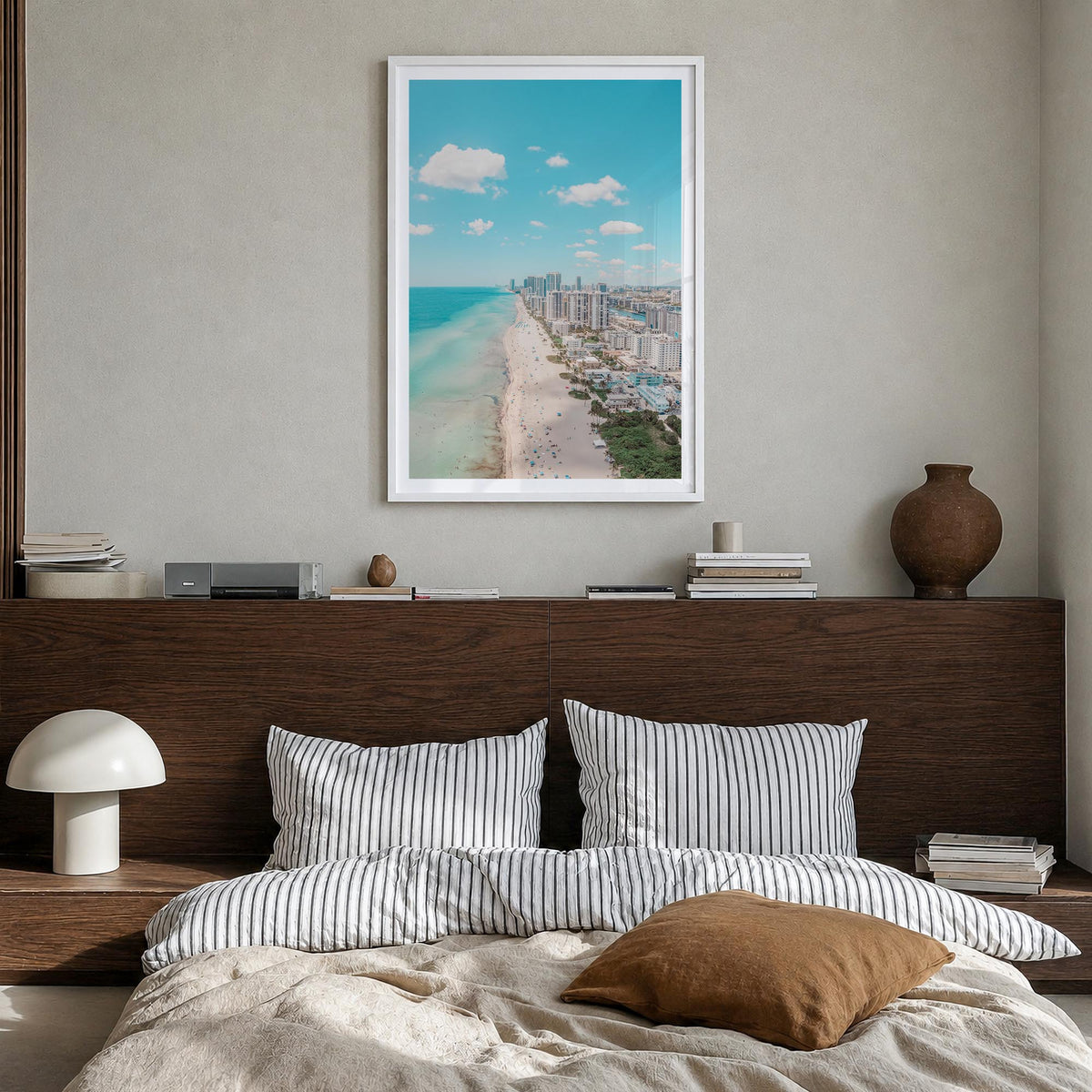 Florida no. 2 colorful photo poster of United States – vertical wall art in white wood frame with white border, hanging on wa