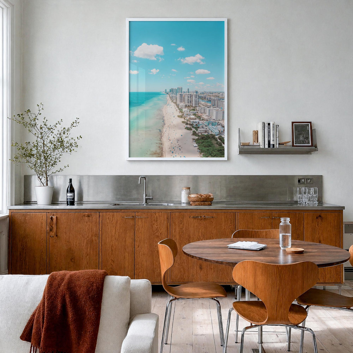 Florida no. 2 colorful photo poster of United States – vertical wall art in white wood frame, hanging on wall