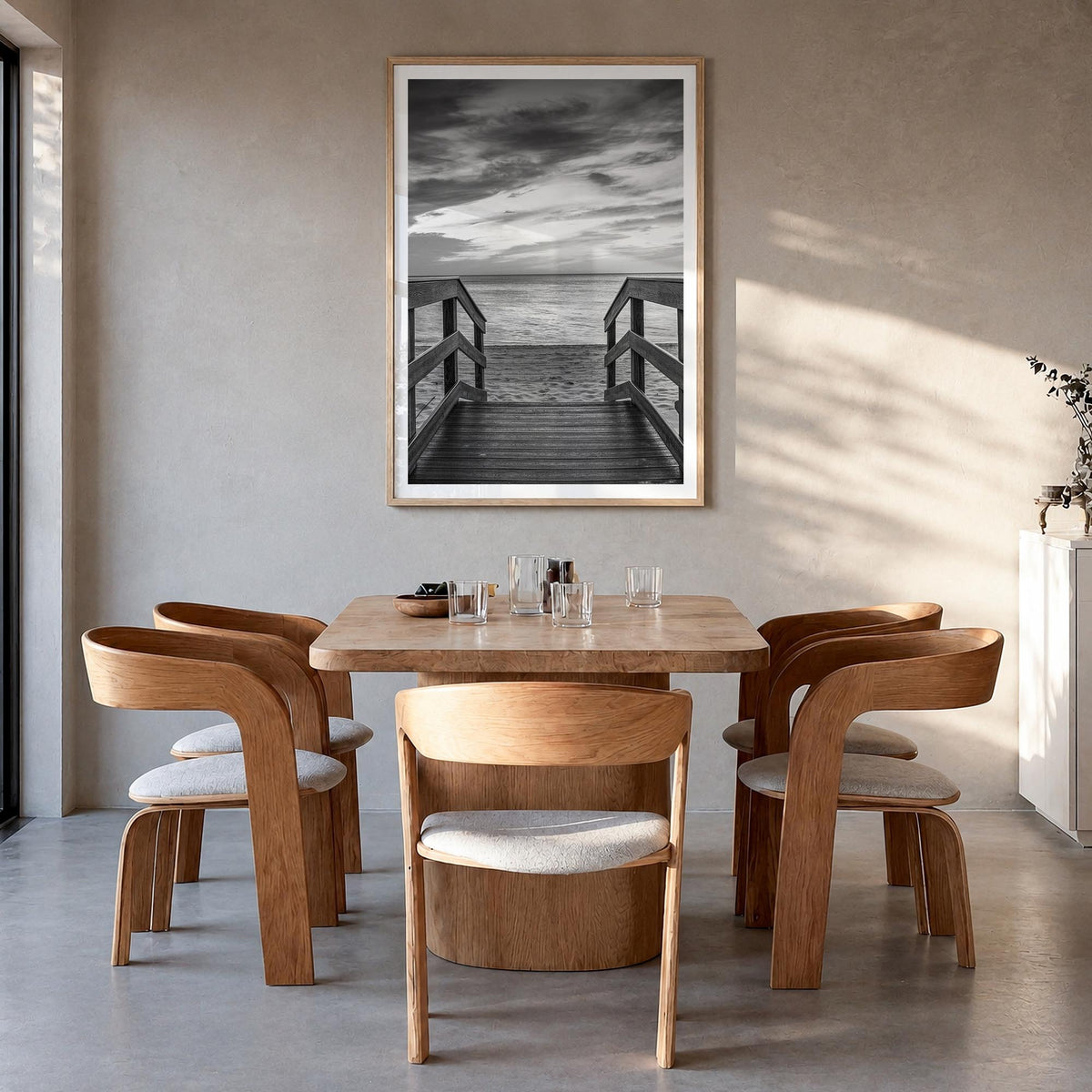 Florida no. 3 black & white photo poster of United States – vertical wall art in natural wood frame with white border, hangin