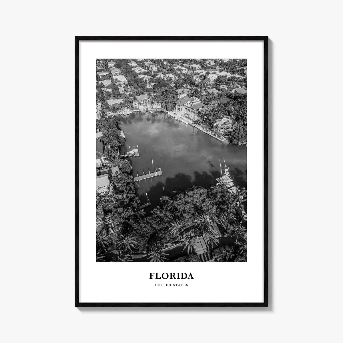 Florida no. 4 black & white classic poster of United States – vertical wall art, unframed print shown in interior mockup