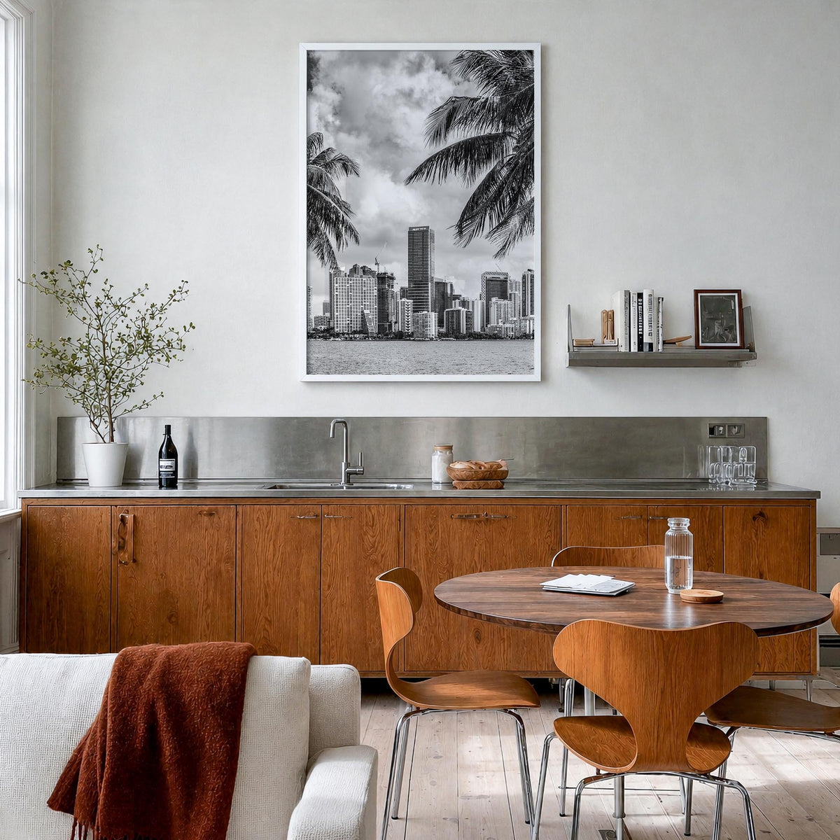 Florida no. 4 black & white photo poster of United States – vertical wall art in white wood frame, hanging on wall