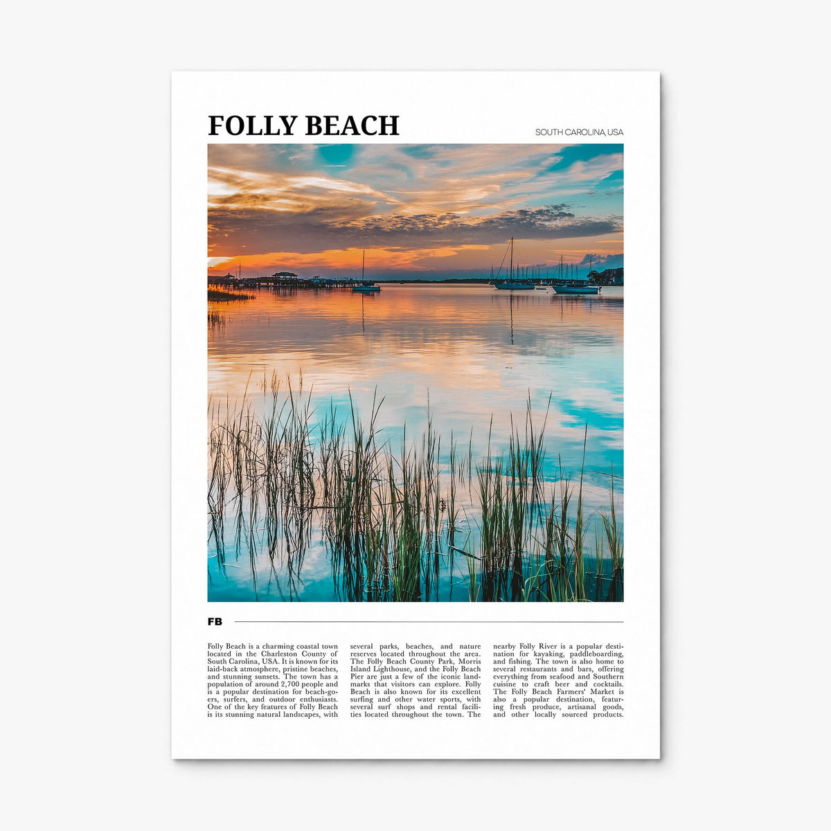 Folly Beach Travel Poster, print only (unframed)
